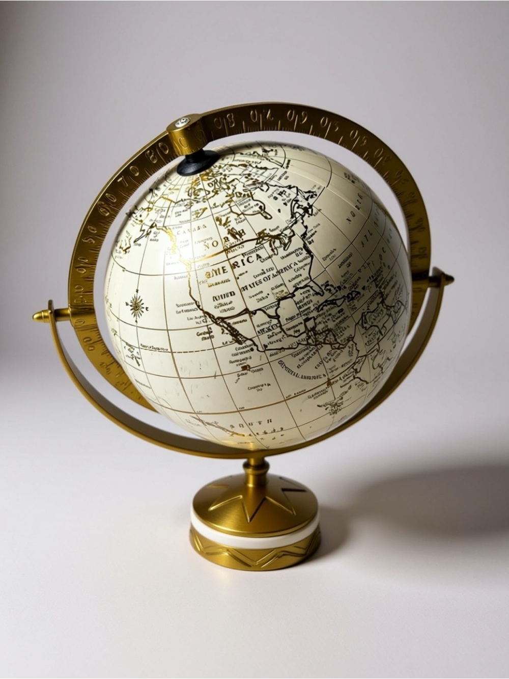 Gold and Cream Decorative World Globe - Home Accent - Home Decor
